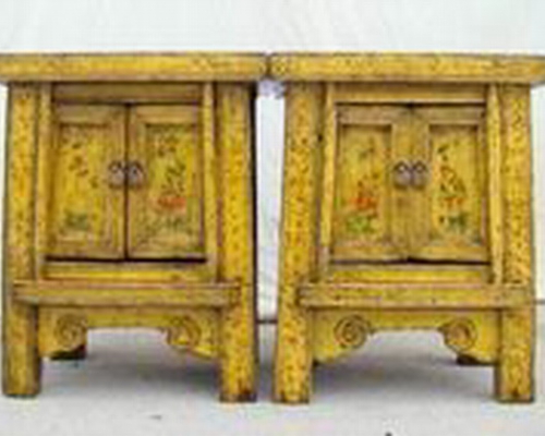 黃描彩小柜|painted small cabinet