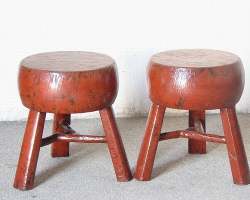 紅三足圓凳|stool