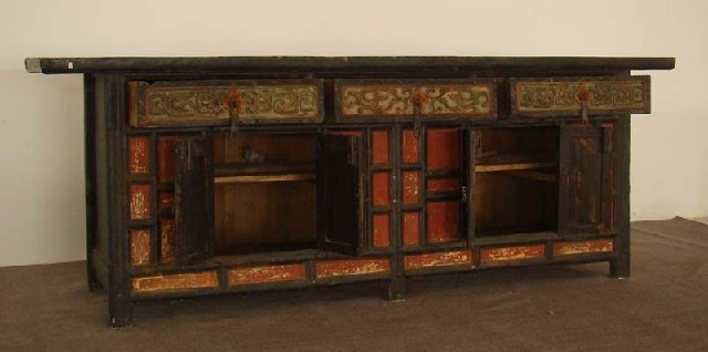 雕花三抽四門地柜|Low cabinet
