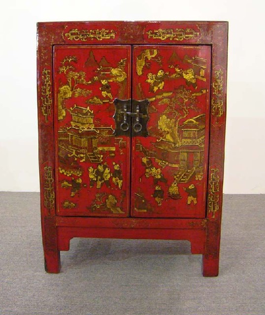 紅描金小柜|Red &gilt small cabinet