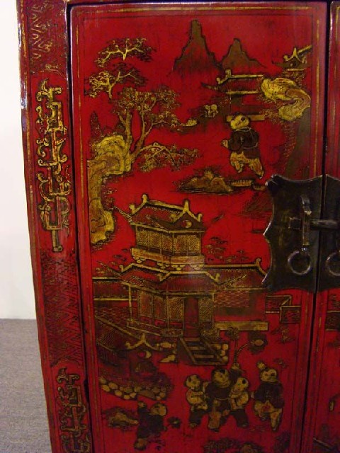 紅描金小柜|Red &gilt small cabinet