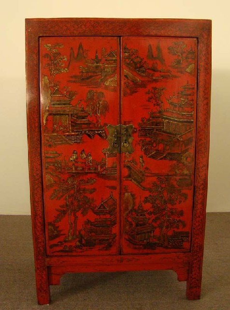 紅描金中柜|Red & gilt medium cabinet