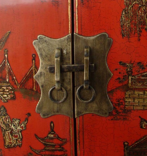 紅描金中柜工廠1件|Red & gilt medium cabinet