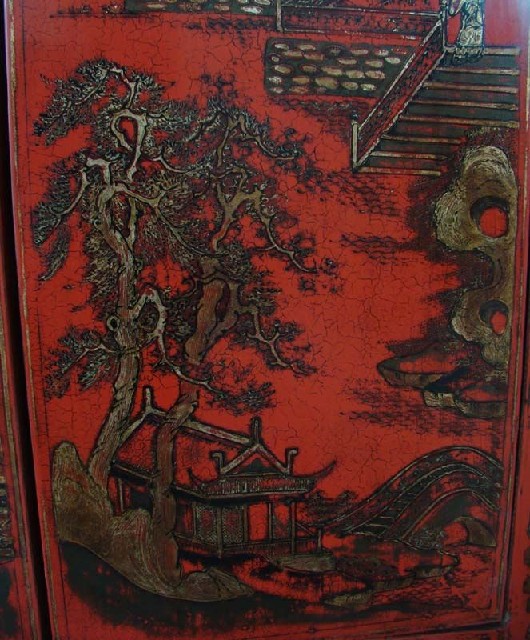 紅描金中柜工廠1件|Red & gilt medium cabinet