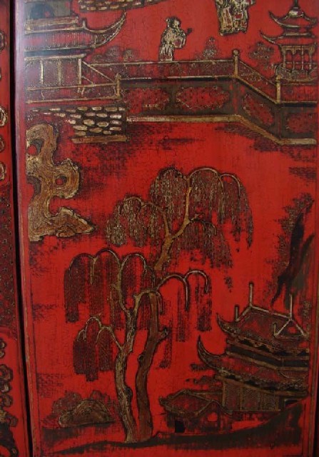 紅描金中柜工廠1件|Red & gilt medium cabinet