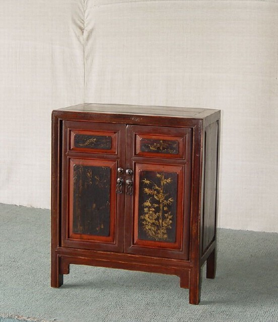 描金二門小柜|Gold-painted/gilt small cabinet w/ 2 doors