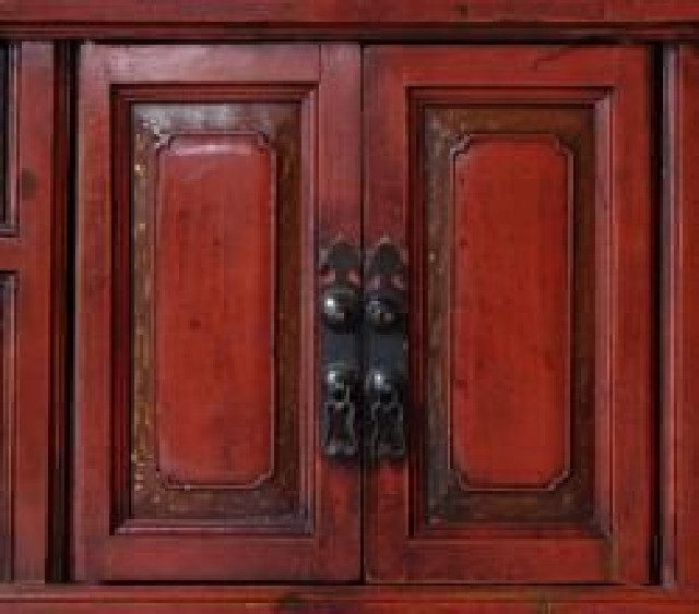 紅四抽二門小柜|Red-lacquered small cabinet