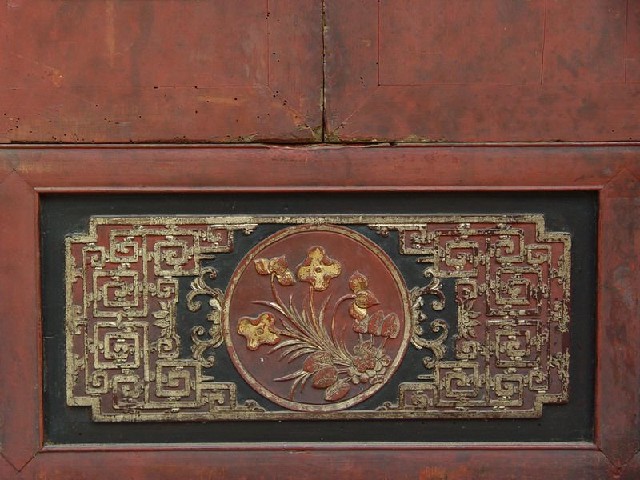 紅描金雕花大柜|Red & gilt big cabinet