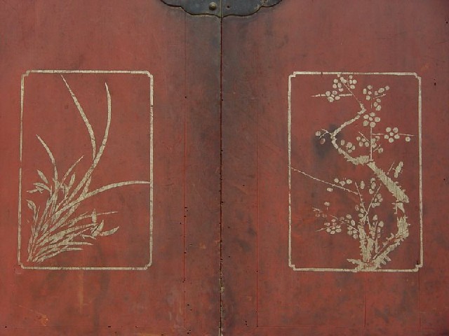 紅描金雕花大柜|Red & gilt big cabinet
