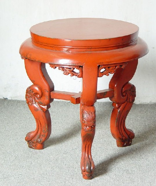 紅三足圓凳|stool