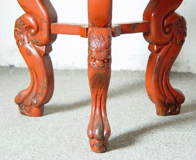 紅三足圓凳|stool