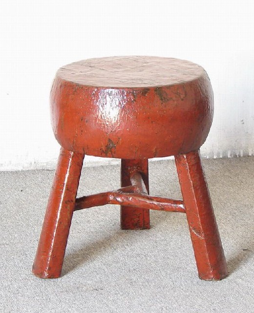 紅三足圓凳|stool
