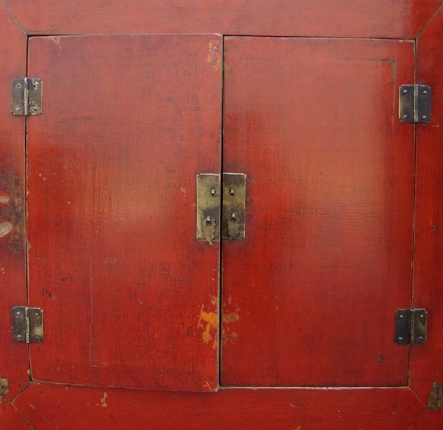紅漆二門小柜|Red-lacquered small cabinet