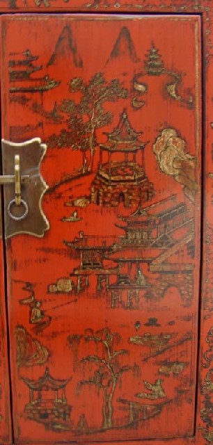 紅描金小柜|Red &gilt small cabinet