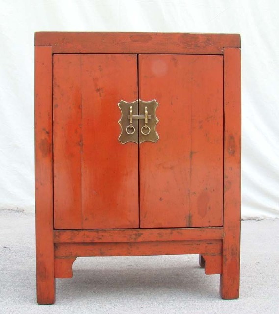紅漆二門小柜|Red-lacquered small cabinet