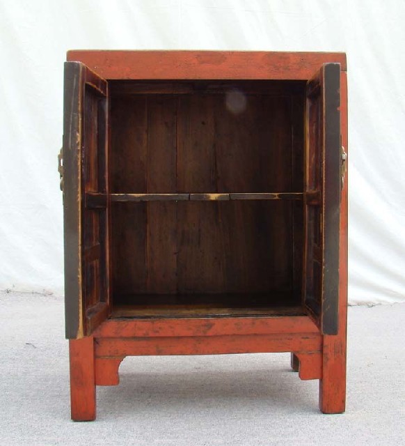 紅漆二門小柜|Red-lacquered small cabinet