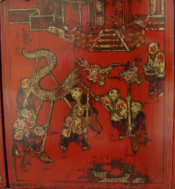 紅描金小柜|Red &gilt small cabinet