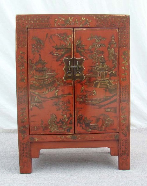 紅描金小柜|Red &gilt small cabinet