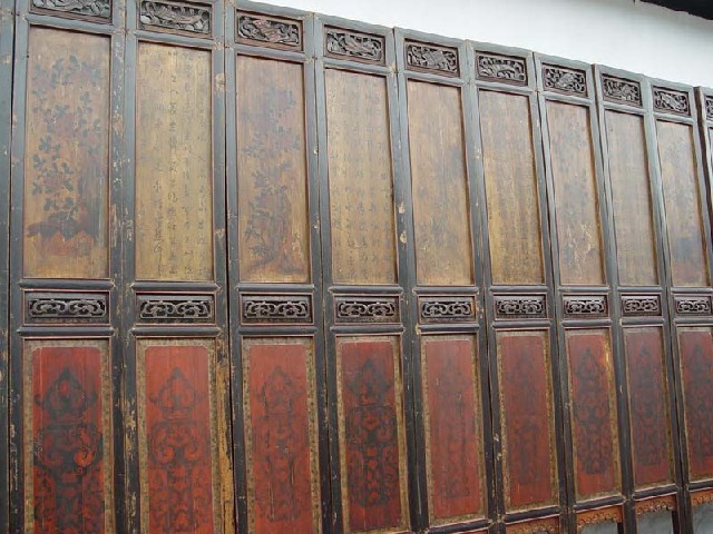 描彩門花板|Chinese antique funiture