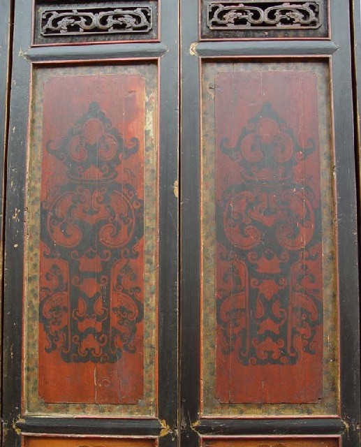 描彩門花板|Chinese antique funiture