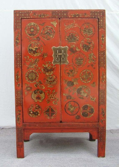 紅描金中柜|Red & gilt medium cabinet