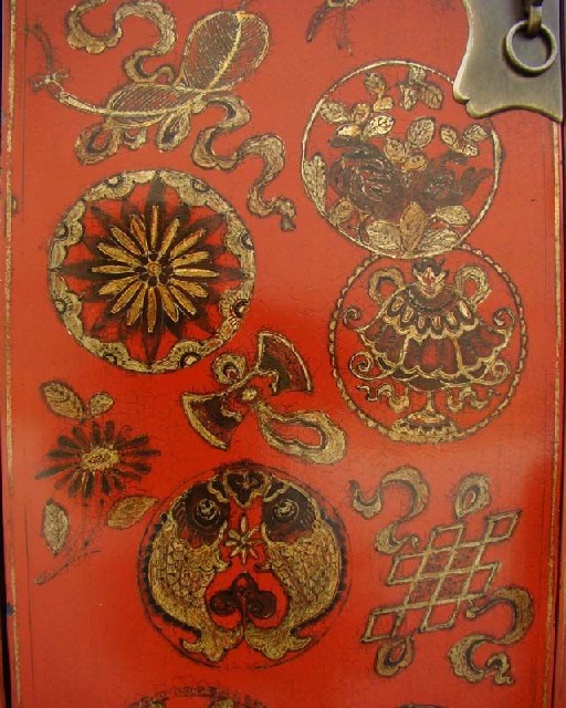 紅描金中柜|Red & gilt medium cabinet