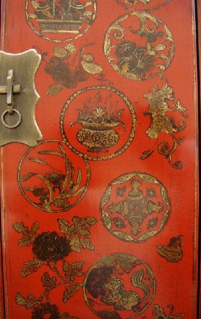 紅描金中柜|Red & gilt medium cabinet
