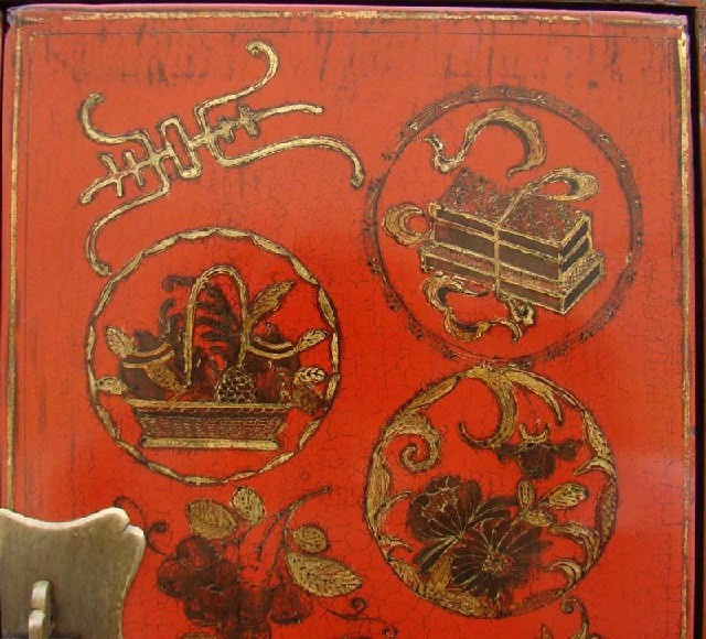 紅描金中柜|Red & gilt medium cabinet