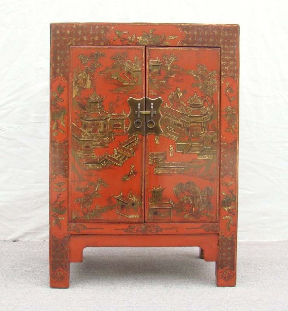 紅描金小柜|Red &gilt small cabinet