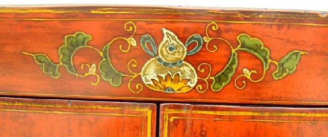 紅描彩二門(mén)柜工廠|red depicting a color chest with two gates