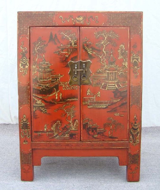 紅描金小柜|Red &gilt small cabinet