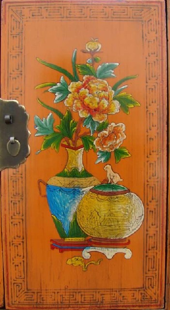 紅描彩小柜|red depicting a color chest