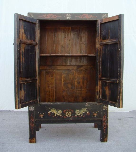 黑五彩二門中柜高碑店|Depict the color medium cabinet with two gates