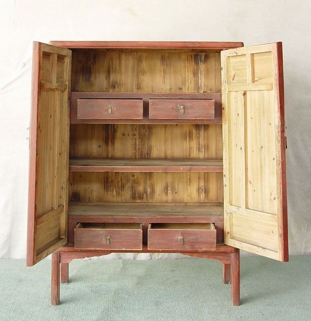 描金二門中柜工廠|Red & gilt medium cabinet