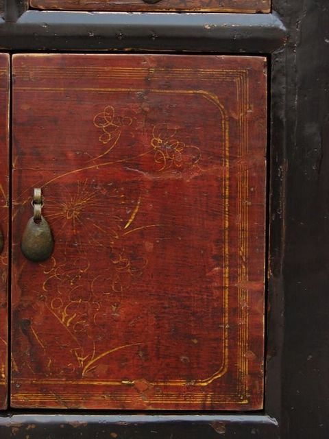 二抽二門描彩小柜|Color-painted small cabinet with two drawers and two doors