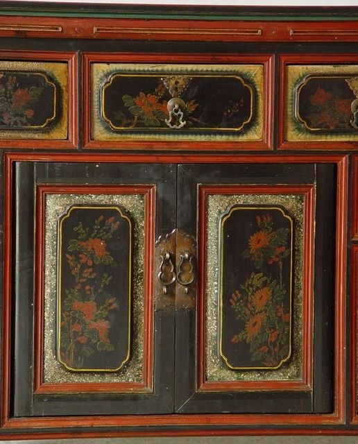 黑五彩三抽二門柜|cabinet