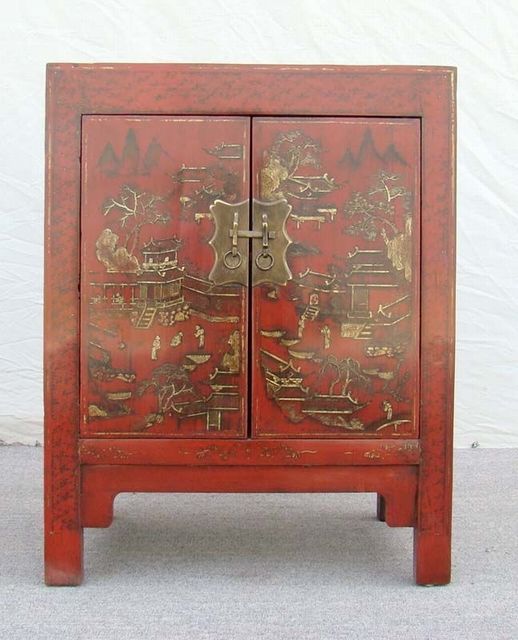 紅描金小柜|Red &gilt small cabinet
