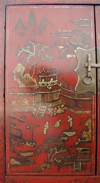紅描金小柜|Red &gilt small cabinet