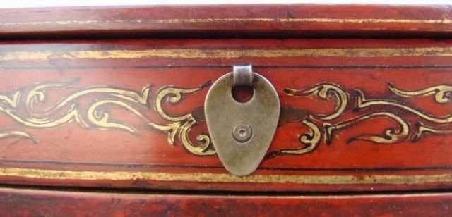 紅描金二抽盒|red depicting a color box with two drawers