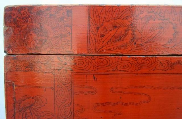 紅描彩箱三件套工廠|red depicting a color three-piece
