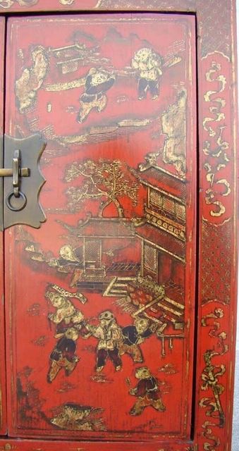 紅描金小柜|Red &gilt small cabinet