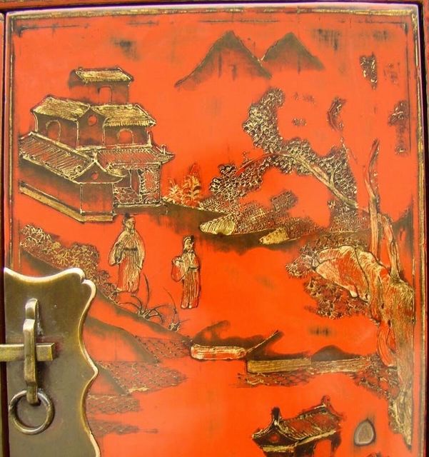 紅描金小柜|Red &gilt small cabinet