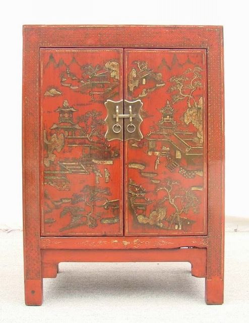 紅描金小柜|Red &gilt small cabinet