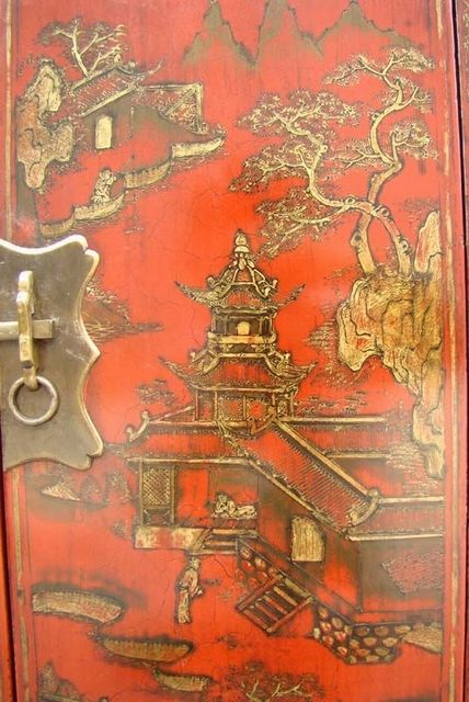紅描金小柜|Red &gilt small cabinet