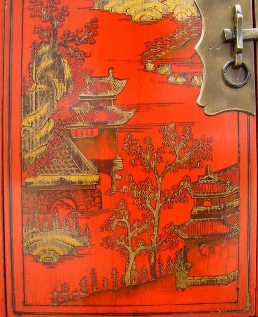 紅描金小柜|Red &gilt small cabinet