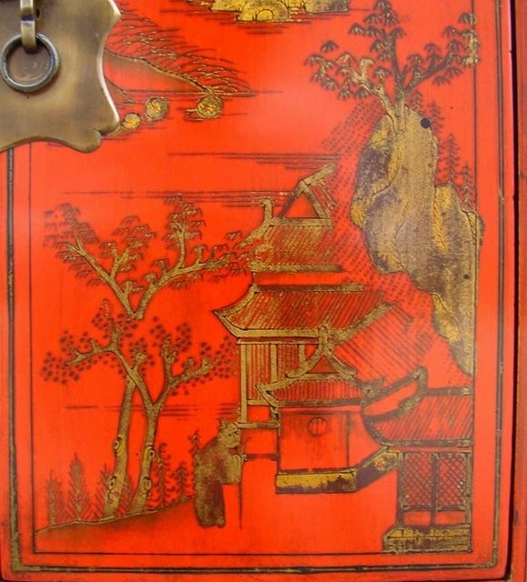 紅描金小柜|Red &gilt small cabinet