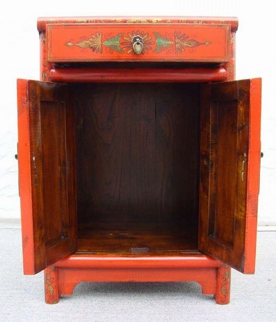 紅一抽二門小柜|red lacquer small cabinet with one drawer and two gates
