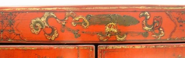 紅描金四門柜工廠|red depicting a color small siamese chest with two gates