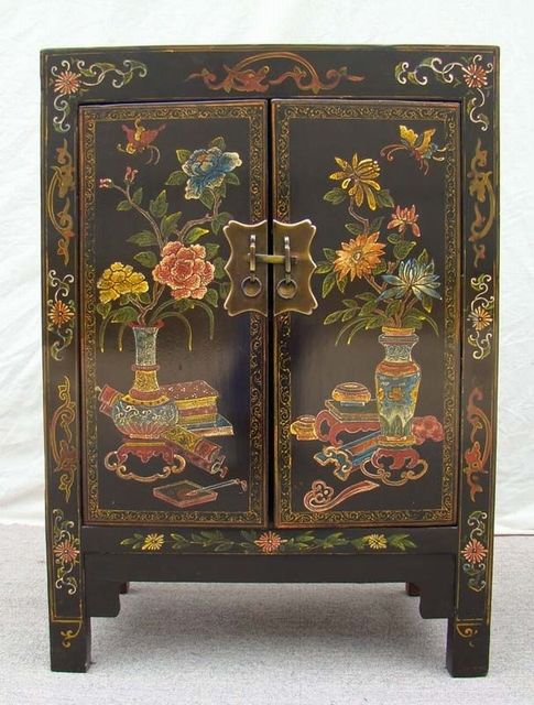 黑描彩小柜高碑店1件|Black color depiction of the small chest