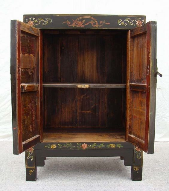 黑描彩小柜高碑店1件|Black color depiction of the small chest